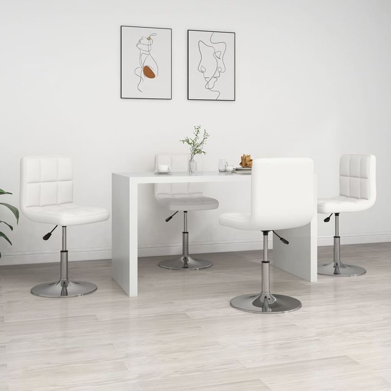Casa si Gradina - Mobilier - Scaune si fotolii - Scaune - Scaune de bucatarie, 4 buc., alb, piele ecologica - Infinity.ro