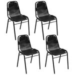 Casa si Gradina - Mobilier - Scaune si fotolii - Scaune - Scaune de bucatarie, 4 buc., negru, piele naturala - Infinity.ro