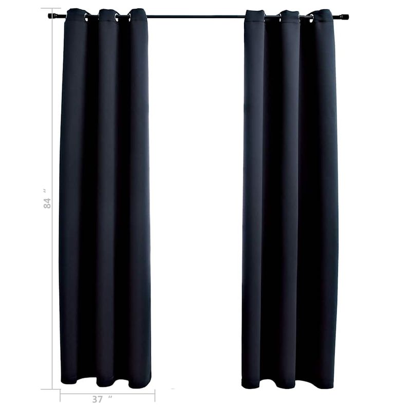 Casa si Gradina - Textile si covoare - Perdele si draperii - Perdele - Perdele opace cu inele, 2 buc., negru, 97x213 cm, material textil - Infinity.ro