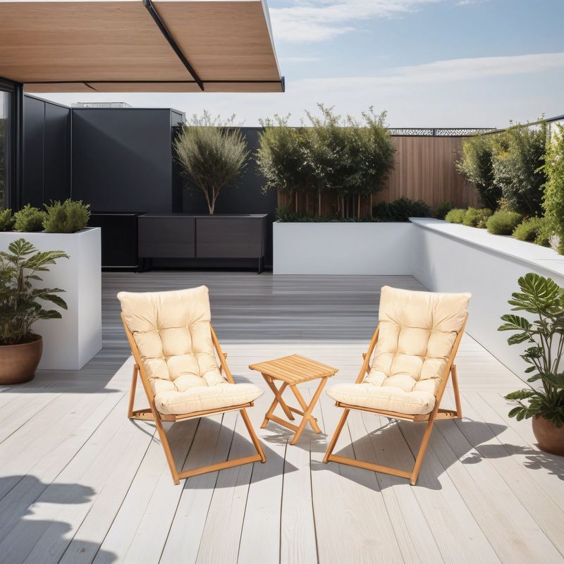Casa si Gradina - Gradina si terasa - Mobilier exterior - Seturi mobila gradina - Set mobilier de gradina, Hanah Home, lemn de fag, maro crem, masa 40x40x40 cm, scaune 59x90x44 cm - Infinity.ro