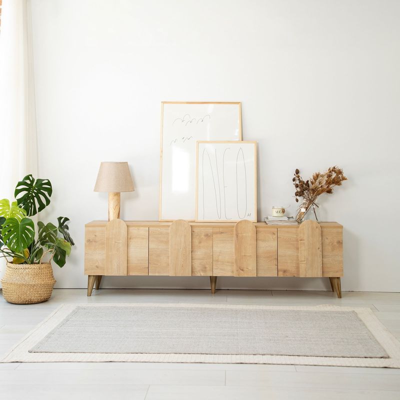 Casa si Gradina - Mobilier - Comode si corpuri - Comode - Comoda tv, Hanah Home, pal melaminat, stejar, 180x50x35 cm, 552NOS2428 - Infinity.ro