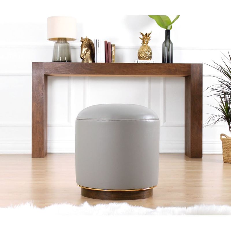 Casa si Gradina - Mobilier - Scaune si fotolii - Tabureti - Taburet, Atelier Del Sofa, piele ecologica, gri, 45x45x47 cm - Infinity.ro