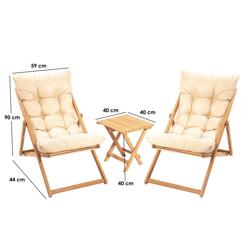 Casa si Gradina - Gradina si terasa - Mobilier exterior - Seturi mobila gradina - Set mobilier de gradina, Hanah Home, lemn de fag, maro crem, masa 40x40x40 cm, scaune 59x90x44 cm - Infinity.ro