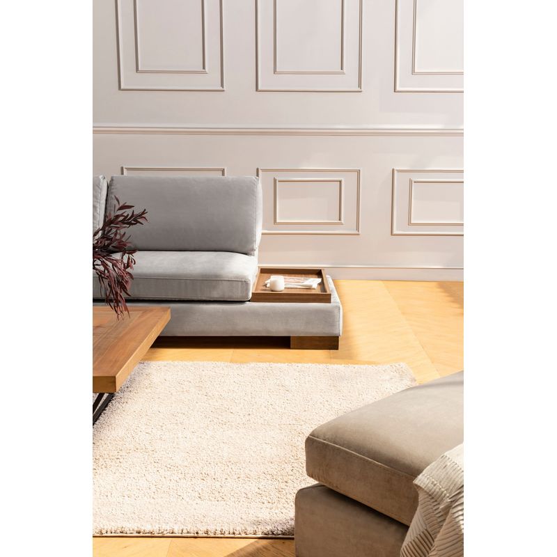 Casa si Gradina - Mobilier - Canapele si coltare - Coltare - Coltar cu puf, Hanah Home, lemn de fag si pal, gri deschis, 313x193x97 cm - Infinity.ro