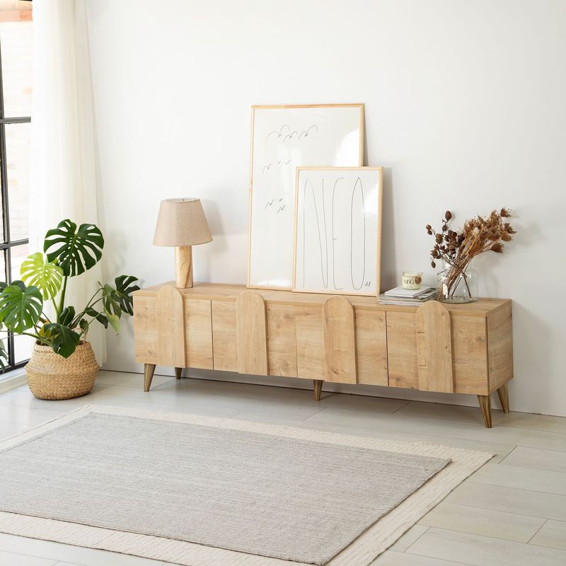 Casa si Gradina - Mobilier - Comode si corpuri - Comode - Comoda tv, Hanah Home, pal melaminat, stejar, 180x50x35 cm, 552NOS2428 - Infinity.ro