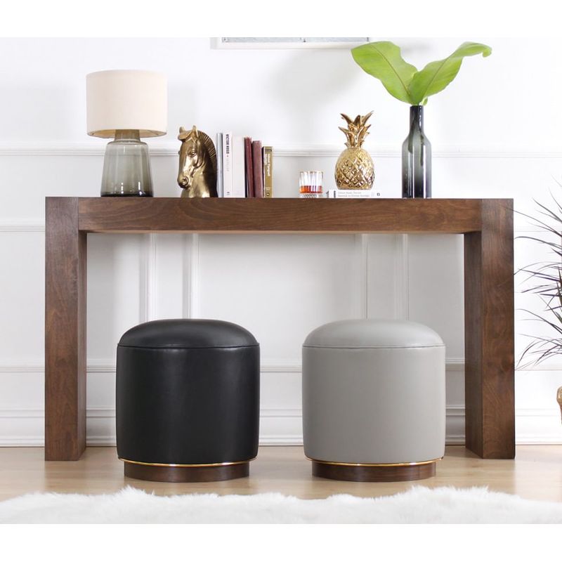 Casa si Gradina - Mobilier - Scaune si fotolii - Tabureti - Taburet, Atelier Del Sofa, piele ecologica, gri, 45x45x47 cm - Infinity.ro