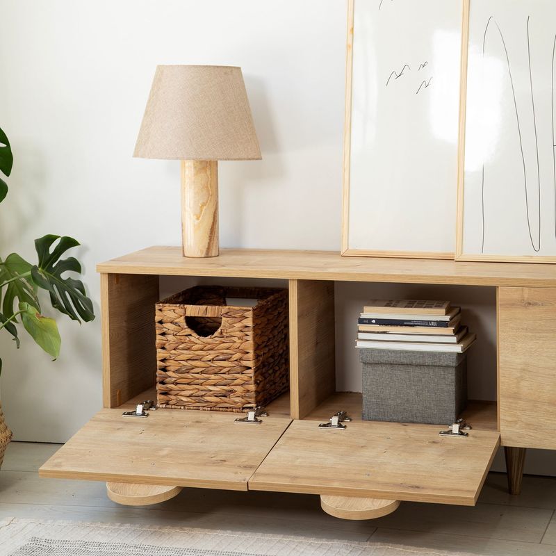 Casa si Gradina - Mobilier - Comode si corpuri - Comode - Comoda tv, Hanah Home, pal melaminat, stejar, 180x50x35 cm, 552NOS2428 - Infinity.ro