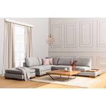 Casa si Gradina - Mobilier - Canapele si coltare - Coltare - Coltar cu puf, Hanah Home, lemn de fag si pal, gri deschis, 313x193x97 cm - Infinity.ro