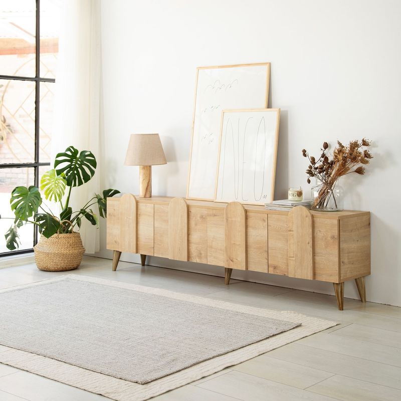 Casa si Gradina - Mobilier - Comode si corpuri - Comode - Comoda tv, Hanah Home, pal melaminat, stejar, 180x50x35 cm, 552NOS2428 - Infinity.ro
