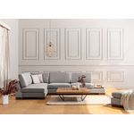 Casa si Gradina - Mobilier - Canapele si coltare - Coltare - Coltar cu puf, Hanah Home, lemn de fag si pal, gri deschis, 313x193x97 cm - Infinity.ro