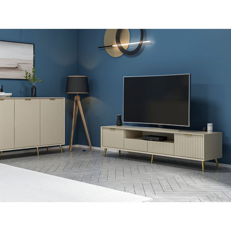 Casa si Gradina - Mobilier - Comode si corpuri - Comode - Comoda tv, Hanah Home, pal melaminat, gresie, 180x45x35 cm - Infinity.ro