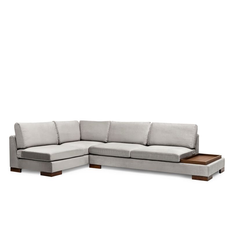 Casa si Gradina - Mobilier - Canapele si coltare - Coltare - Coltar cu puf, Hanah Home, lemn de fag si pal, gri deschis, 313x193x97 cm - Infinity.ro