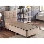 Casa si Gradina - Mobilier - Saltele si somiere - Somiere - Somiera cu tablie, Hanah Home, otel, stofa soho, maro deschis, 90x190 cm - Infinity.ro