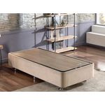 Casa si Gradina - Mobilier - Saltele si somiere - Somiere - Somiera cu tablie, Hanah Home, otel, stofa soho, maro deschis, 90x190 cm - Infinity.ro