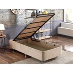 Casa si Gradina - Mobilier - Saltele si somiere - Somiere - Somiera cu tablie, Hanah Home, otel, stofa soho, maro deschis, 90x190 cm - Infinity.ro