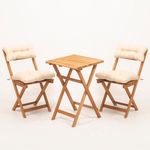 Casa si Gradina - Gradina si terasa - Mobilier exterior - Seturi mobila gradina - Set masa si scaune gradina, Hanah Home, lemn fag, natural crem, masa 50x50x72 cm, scaun 40x30x81 cm - Infinity.ro
