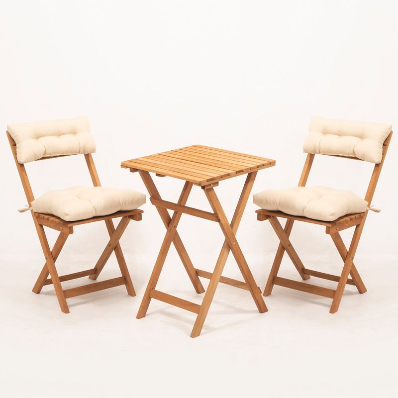 Casa si Gradina - Gradina si terasa - Mobilier exterior - Seturi mobila gradina - Set masa si scaune gradina, Hanah Home, lemn fag, natural crem, masa 50x50x72 cm, scaun 40x30x81 cm - Infinity.ro