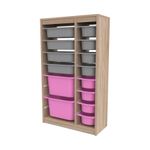 Casa si Gradina - Mobilier - Mobilier copii - Mobilier camera copiilor - Dulap multifunctional, Hanah Home, PAL melaminat, gri sonoma si roz, 69x29.6x112.2 cm - Infinity.ro