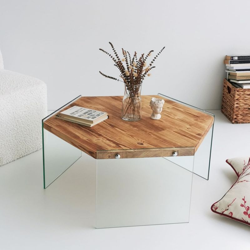 Casa si Gradina - Mobilier - Mese si birouri - Masute de cafea - Masuta de cafea, Hanah Home, lemn masiv de pin, stejar, 80x70x35 cm - Infinity.ro