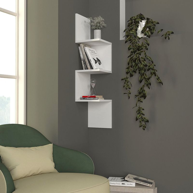 Casa si Gradina - Mobilier - Biblioteci si rafturi - Etajere - Etajera de perete, Hanah Home, pal melaminat, alb, 25x25x105.4 cm - Infinity.ro