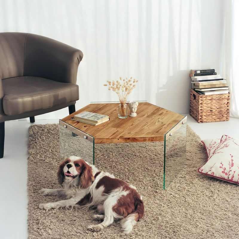 Casa si Gradina - Mobilier - Mese si birouri - Masute de cafea - Masuta de cafea, Hanah Home, lemn masiv de pin, stejar, 80x70x35 cm - Infinity.ro