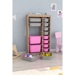 Casa si Gradina - Mobilier - Mobilier copii - Mobilier camera copiilor - Dulap multifunctional, Hanah Home, PAL melaminat, gri sonoma si roz, 69x29.6x112.2 cm - Infinity.ro