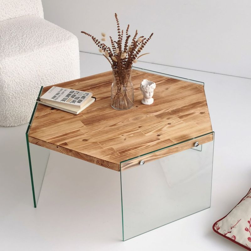 Casa si Gradina - Mobilier - Mese si birouri - Masute de cafea - Masuta de cafea, Hanah Home, lemn masiv de pin, stejar, 80x70x35 cm - Infinity.ro