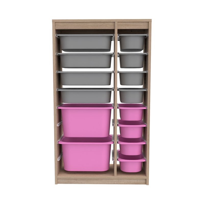 Casa si Gradina - Mobilier - Mobilier copii - Mobilier camera copiilor - Dulap multifunctional, Hanah Home, PAL melaminat, gri sonoma si roz, 69x29.6x112.2 cm - Infinity.ro