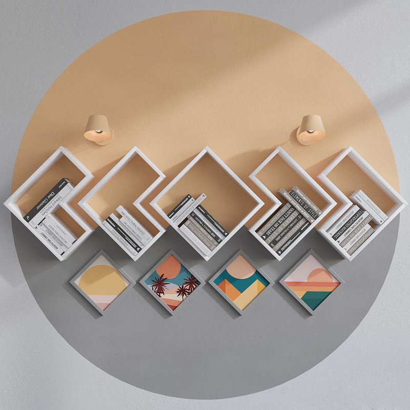 Casa si Gradina - Mobilier - Biblioteci si rafturi - Etajere - Etajera de perete, Hanah Home, pal melaminat, alb, 180x59.3x15 cm - Infinity.ro