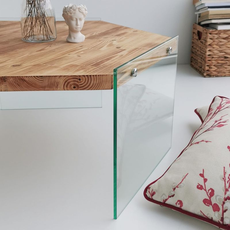 Casa si Gradina - Mobilier - Mese si birouri - Masute de cafea - Masuta de cafea, Hanah Home, lemn masiv de pin, stejar, 80x70x35 cm - Infinity.ro