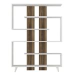 Casa si Gradina - Mobilier - Biblioteci si rafturi - Biblioteci - Biblioteca, Hanah Home, pal melaminat, alb si nuc, 120x20x162 cm - Infinity.ro