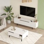 Casa si Gradina - Mobilier - Seturi de mobilier - Seturi living - Set living, Hanah Home, pal melaminat, alb, picioare metalice - Infinity.ro