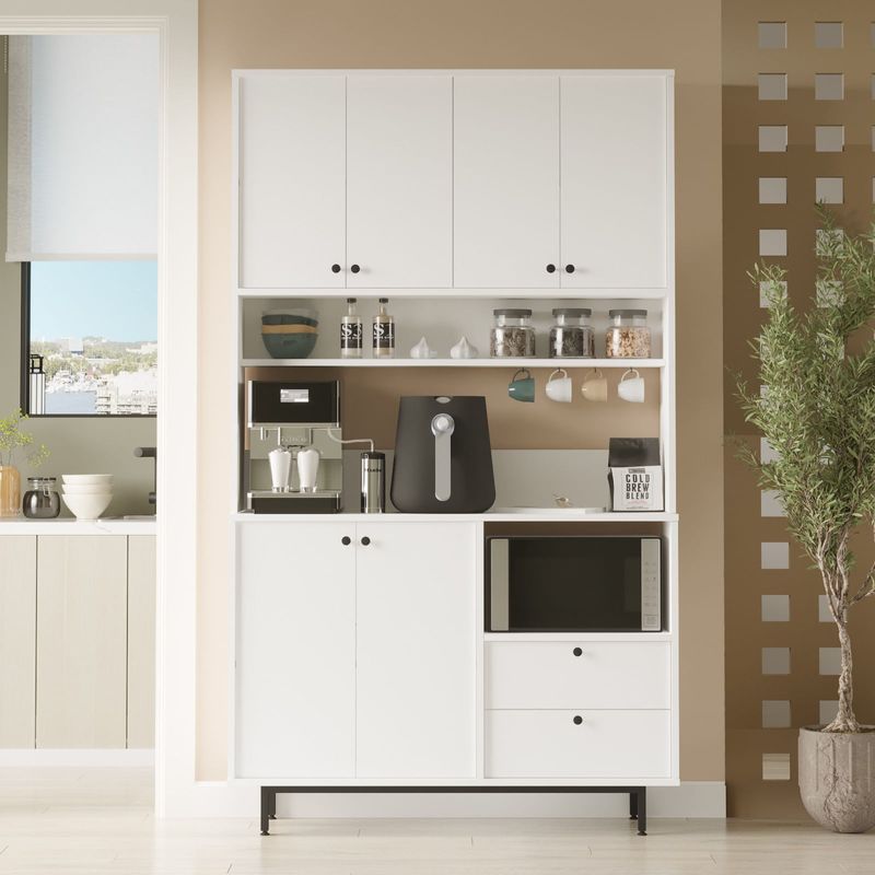 Casa si Gradina - Mobilier - Comode si corpuri - Corpuri bucatarie - Dulap multifunctional, Hanah Home, pal melaminat, alb, 120x35.5x205 cm - Infinity.ro
