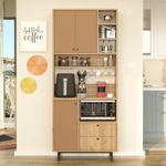 Casa si Gradina - Mobilier - Comode si corpuri - Corpuri bucatarie - Dulap multifunctional, Hanah Home, pal melaminat, stejar si rosu gresie, 88x35.5x205 cm - Infinity.ro