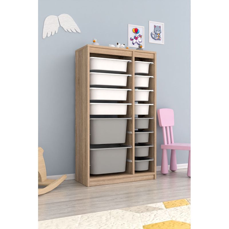 Casa si Gradina - Mobilier - Dulapuri si sifoniere - Dulapuri - Dulap multifunctional, Hanah Home, PAL melaminat, alb sonoma gri, 69x29.6x112.2 cm - Infinity.ro