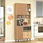 Casa si Gradina - Mobilier - Comode si corpuri - Corpuri bucatarie - Dulap multifunctional, Hanah Home, pal melaminat, stejar si rosu gresie, 88x35.5x205 cm - Infinity.ro