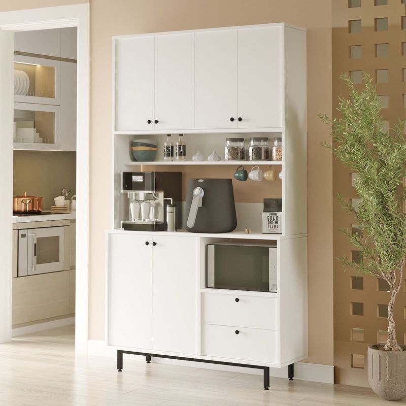 Casa si Gradina - Mobilier - Comode si corpuri - Corpuri bucatarie - Dulap multifunctional, Hanah Home, pal melaminat, alb, 120x35.5x205 cm - Infinity.ro