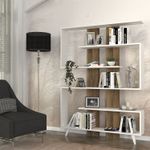 Casa si Gradina - Mobilier - Biblioteci si rafturi - Biblioteci - Biblioteca, Hanah Home, pal melaminat, alb si nuc, 120x20x162 cm - Infinity.ro