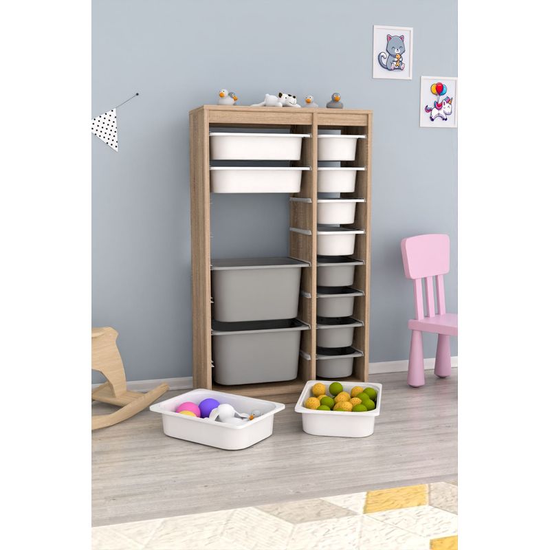 Casa si Gradina - Mobilier - Dulapuri si sifoniere - Dulapuri - Dulap multifunctional, Hanah Home, PAL melaminat, alb sonoma gri, 69x29.6x112.2 cm - Infinity.ro