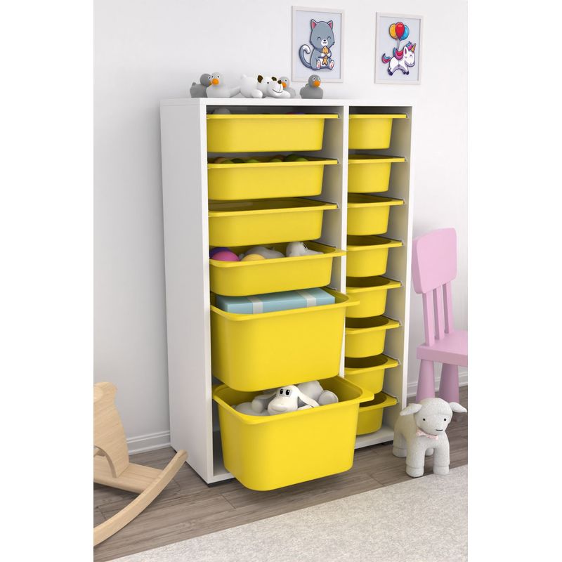 Casa si Gradina - Mobilier - Mobilier copii - Mobilier camera copiilor - Dulap multifunctional, Hanah Home, pal melaminat, alb galben, 69.5x30x109 cm, 768ESL1165 - Infinity.ro