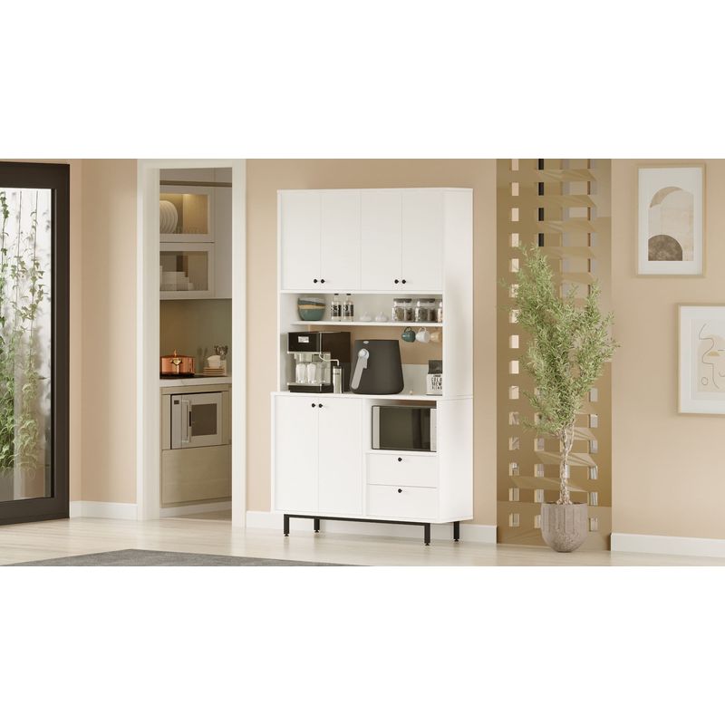 Casa si Gradina - Mobilier - Comode si corpuri - Corpuri bucatarie - Dulap multifunctional, Hanah Home, pal melaminat, alb, 120x35.5x205 cm - Infinity.ro