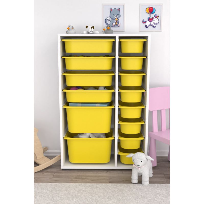 Casa si Gradina - Mobilier - Mobilier copii - Mobilier camera copiilor - Dulap multifunctional, Hanah Home, pal melaminat, alb galben, 69.5x30x109 cm, 768ESL1165 - Infinity.ro