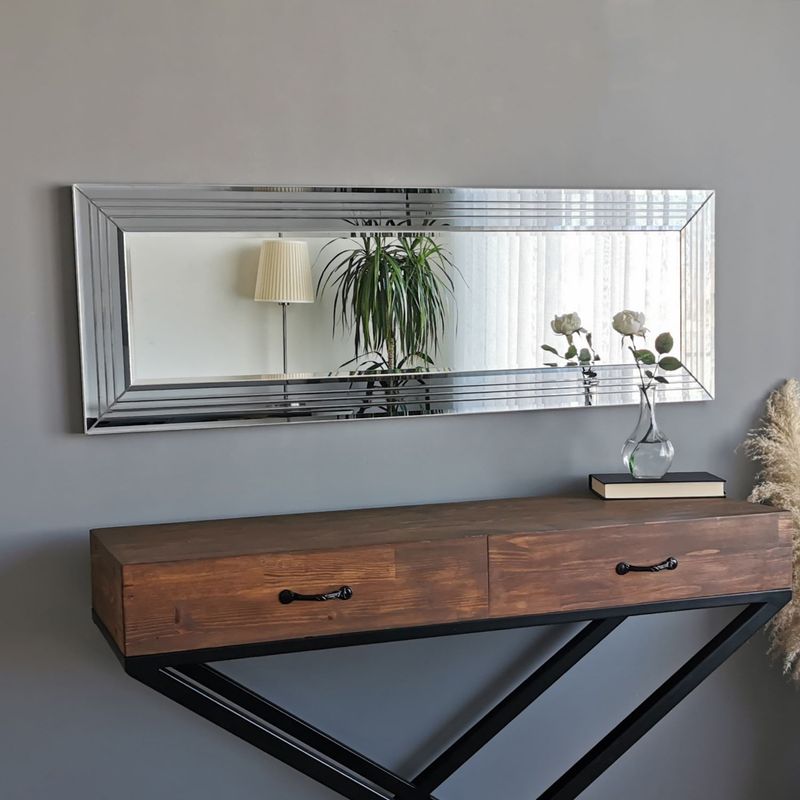 Casa si Gradina - Decoratiuni - Oglinzi - Oglinda, Hanah Home, mdf, argintiu, 120x40x2.2 cm - Infinity.ro