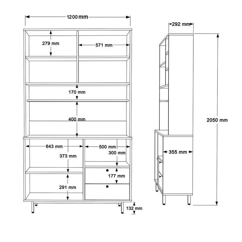 Casa si Gradina - Mobilier - Comode si corpuri - Corpuri bucatarie - Dulap multifunctional, Hanah Home, pal melaminat, alb, 120x35.5x205 cm - Infinity.ro