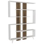 Casa si Gradina - Mobilier - Biblioteci si rafturi - Biblioteci - Biblioteca, Hanah Home, pal melaminat, alb si nuc, 120x20x162 cm - Infinity.ro