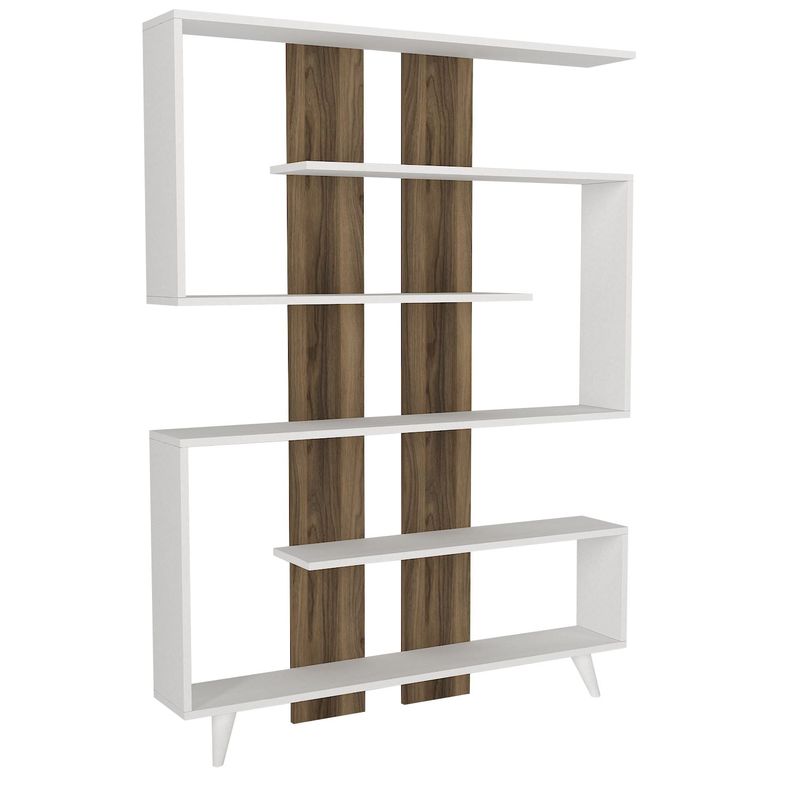 Casa si Gradina - Mobilier - Biblioteci si rafturi - Biblioteci - Biblioteca, Hanah Home, pal melaminat, alb si nuc, 120x20x162 cm - Infinity.ro