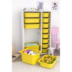 Casa si Gradina - Mobilier - Mobilier copii - Mobilier camera copiilor - Dulap multifunctional, Hanah Home, pal melaminat, alb galben, 69.5x30x109 cm, 768ESL1165 - Infinity.ro