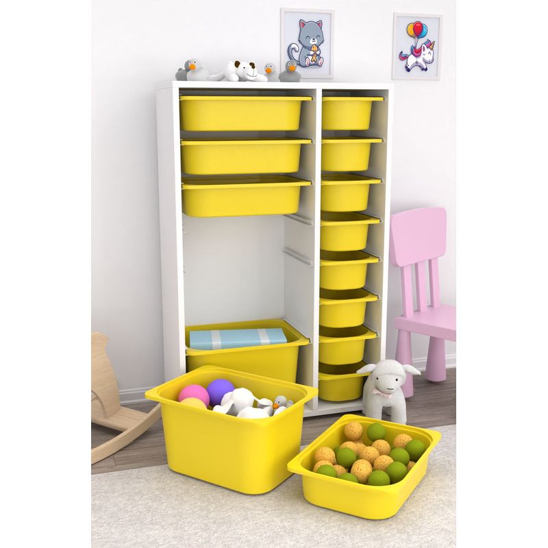 Casa si Gradina - Mobilier - Mobilier copii - Mobilier camera copiilor - Dulap multifunctional, Hanah Home, pal melaminat, alb galben, 69.5x30x109 cm, 768ESL1165 - Infinity.ro