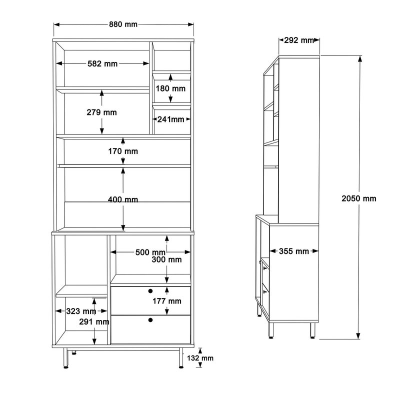 Casa si Gradina - Mobilier - Comode si corpuri - Corpuri bucatarie - Dulap multifunctional, Hanah Home, pal melaminat, stejar si rosu gresie, 88x35.5x205 cm - Infinity.ro