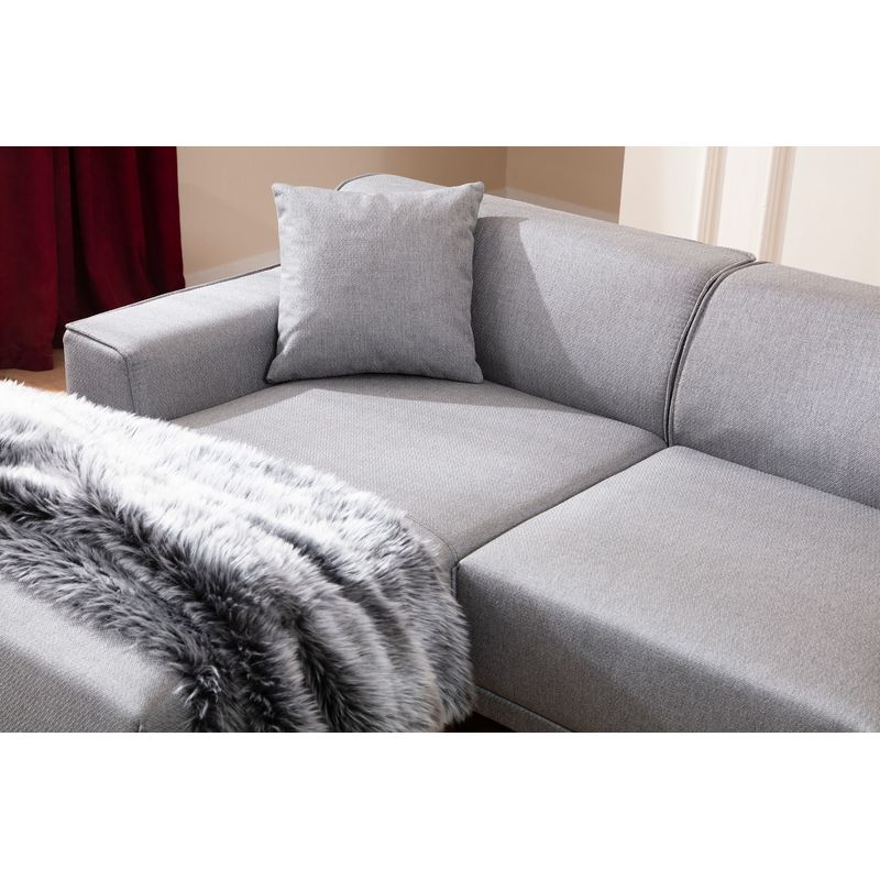 Casa si Gradina - Mobilier - Canapele si coltare - Coltare - Coltar, Hanah Home, lemn de fag si pal, gri deschis, 145x250x77 cm - Infinity.ro
